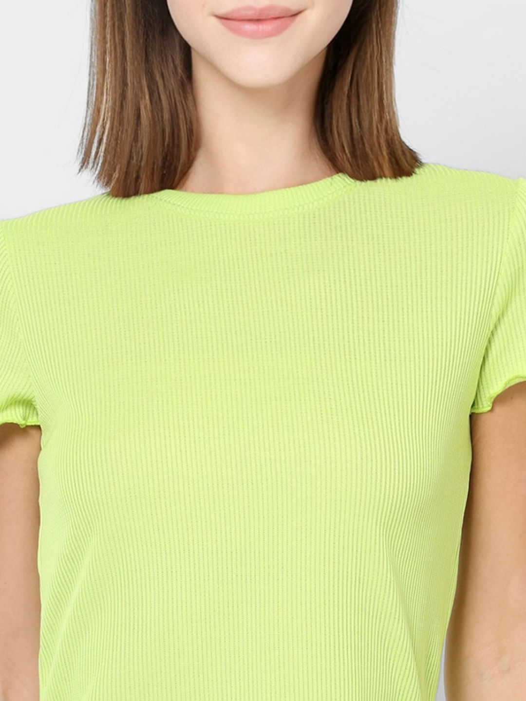Buy Light Green Ribbed Crop Top | ONLY ...